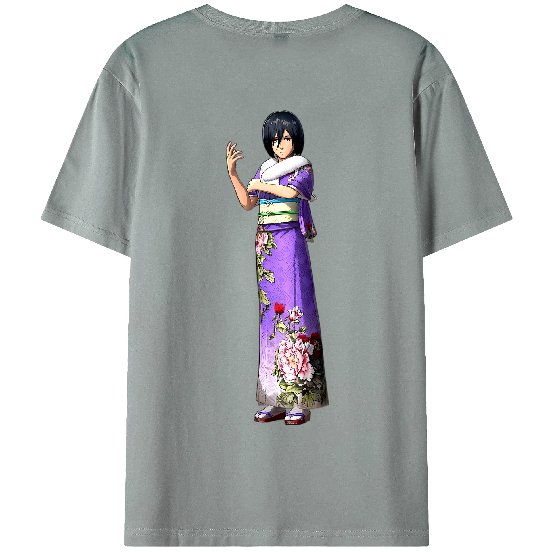 （画像用） 進撃の巨人 ミカサ·アッカーマン Attack on Titan Mikasa Ackerman 綿100％ メンズ半袖Tシャツ（バックプリント） 通気性
